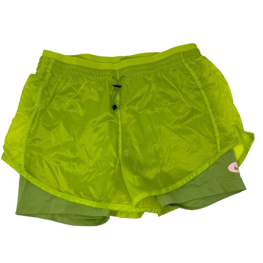 Nike Women's Icon Clash Tempo Luxe Mid Rise Running Shorts Green Size Small